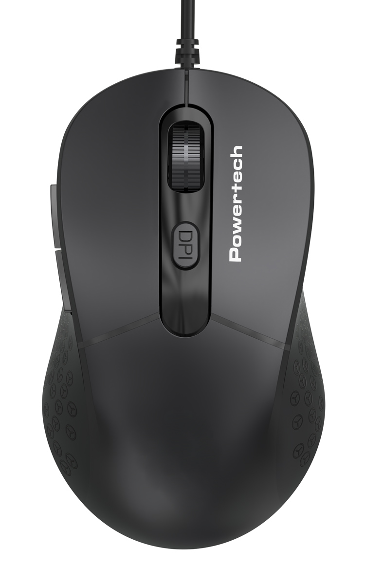 POWERTECH ενσύρματο ποντίκι PT-1467, οπτικό, έως 1600DPI, μαύρο
