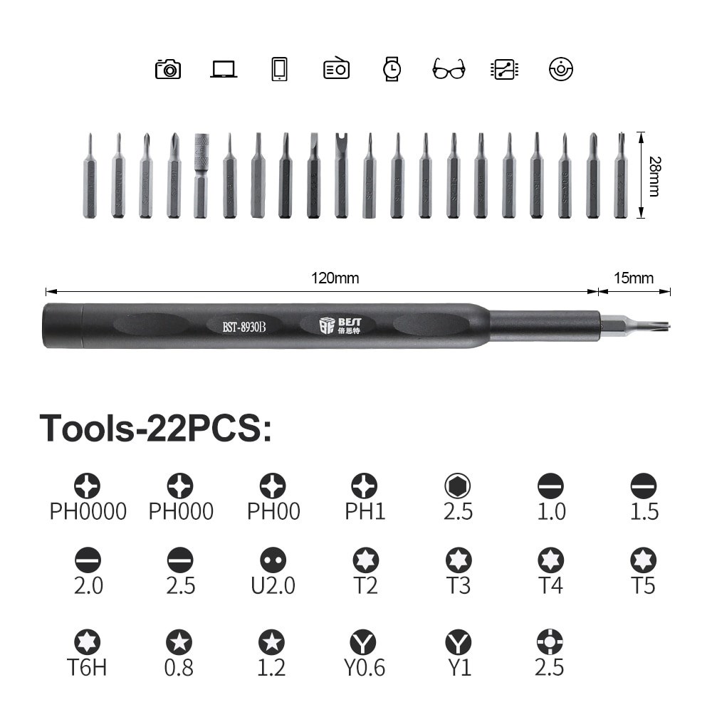 BEST set κατσαβιδιών ακριβείας BST-8930B, 22 τεμάχια - Image 6
