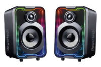 POWERTECH ηχεία PT-1575 με RGB φωτισμό, 2x 5W, Bluetooth & USB/USB-C, μαύρα